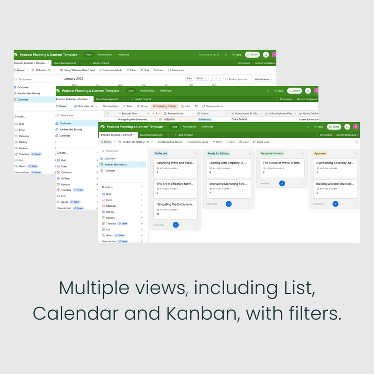 Airtable Podcast Planning & Content Template